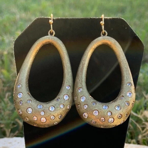 Rivka Friedman Gold Clad Crystal Earrings - Picture 1 of 11